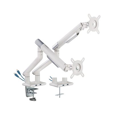 Alterzone 17-32" x2 Arm Duo USB, -pöytäteline kahdelle näytölle, 2x 3.2 Gen1 USB-A-porttia, valkoinen