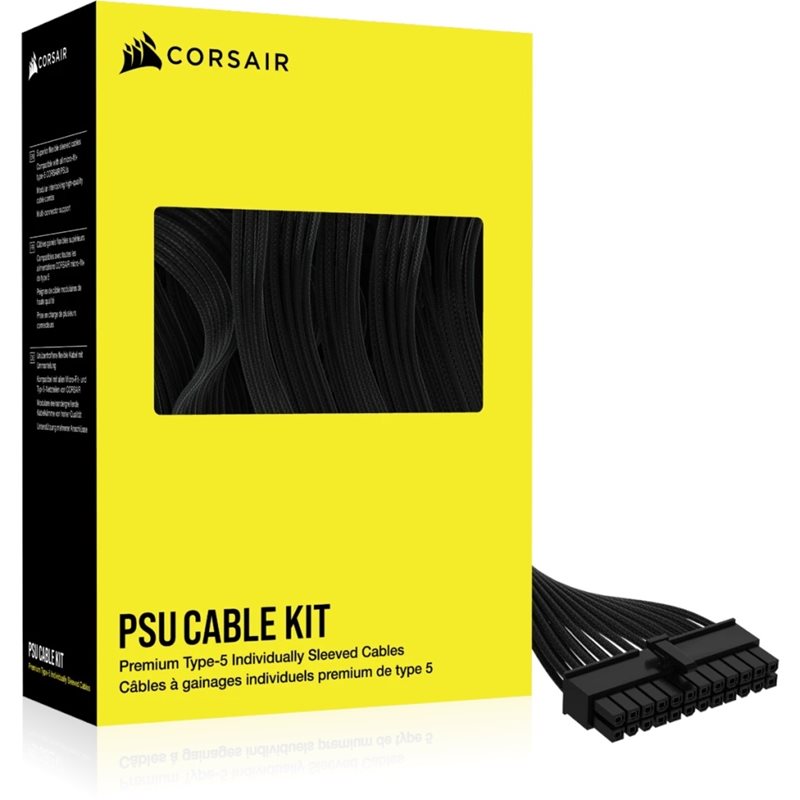 Corsair Premium Individually Sleeved Type-5 PSU Cables Starter Kit -kaapelisarja, musta