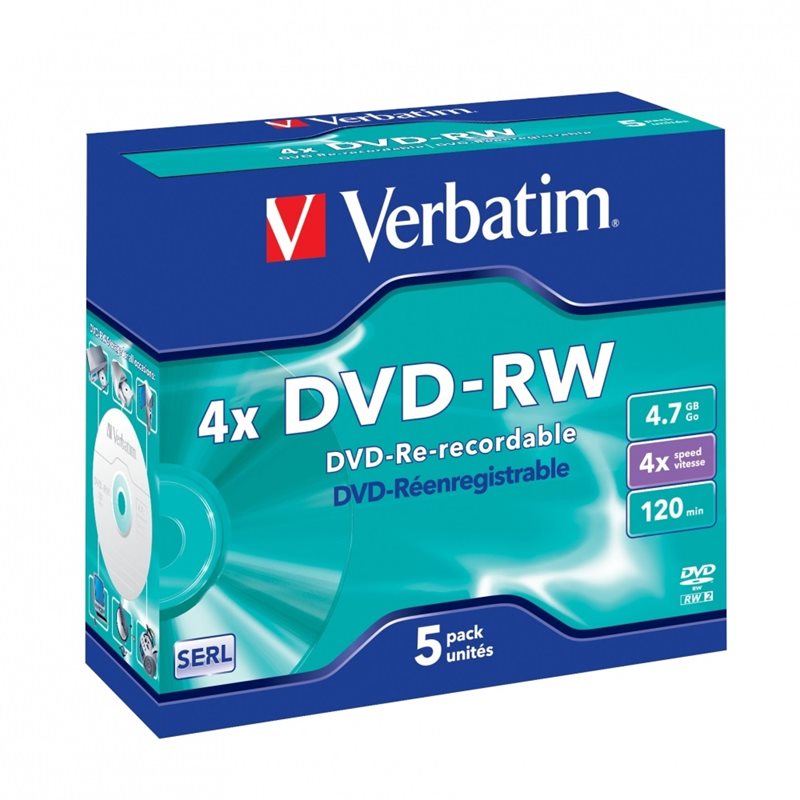 Verbatim DVD-RW 4,7GB/120min, 4x, jewel case, 5kpl