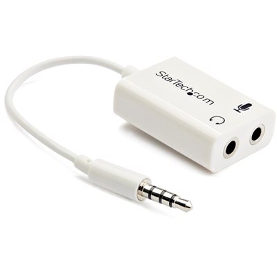 StarTech.com 3,5mm uros -> 2x 3,5mm mikrofoni/stereo naaras -adapterikaapeli, 4-pin, valkoinen