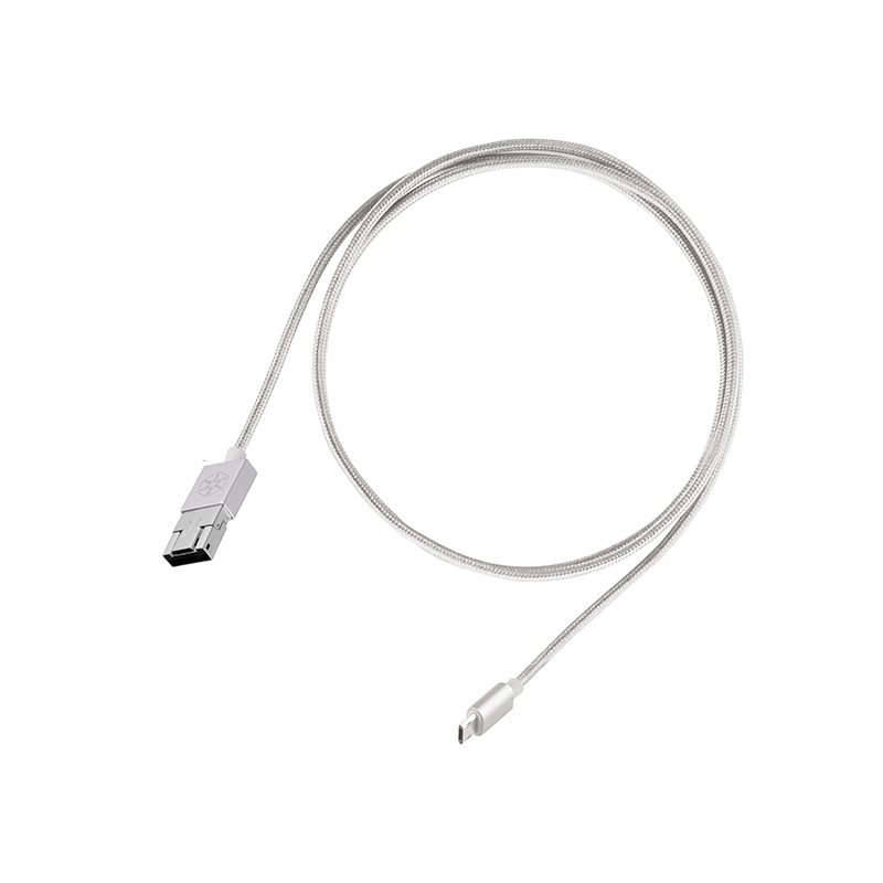 SilverStone 2 in 1, symmetrinen USB Micro-B - Micro-B / USB-A kaapeli, punottu, hopea