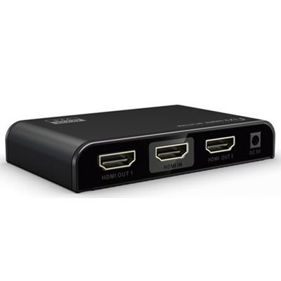 Deltaco HDMI-jakaja, 1 laite 2 näyttöä, HDMI 2.0, 4K UHD, musta