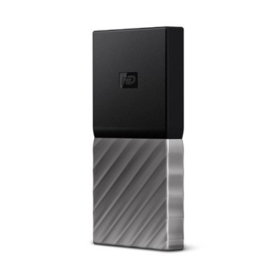 Western Digital 256GB My Passport SSD, ulkoinen SSD-levy, USB Type-C, musta/hopea