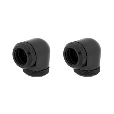 Corsair Hydro X Series XF Hardline 90° 14mm Fitting Twin Pack - Black -putkiliitinsarja, 2 kpl, musta