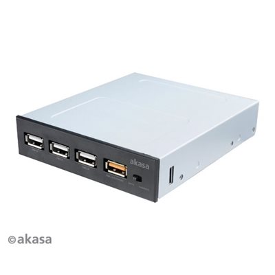 Akasa USB-latauspaneeli 3.5" laitepaikkaan, musta/harmaa