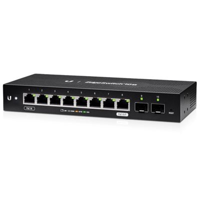 Ubiquiti EdgeSwitch 10X, 8 + 2 -porttinen hallittava kytkin, musta
