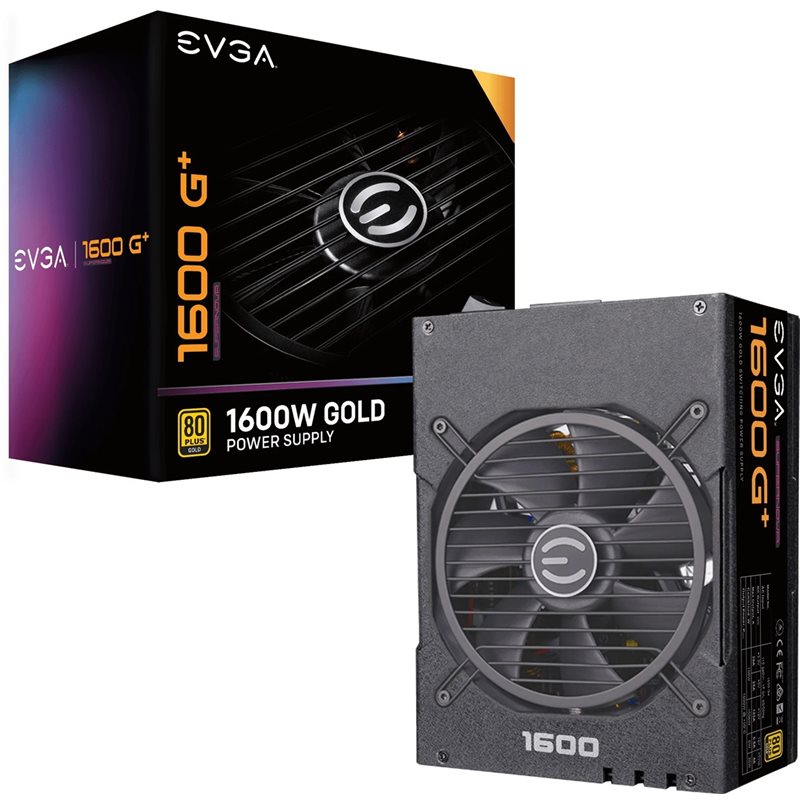 EVGA 1600W SuperNOVA G+, modulaarinen ATX-virtalähde, 80 Plus Gold, musta