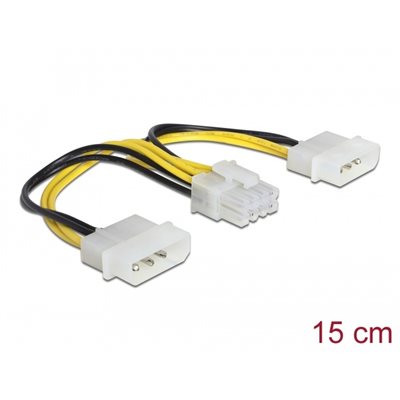 DeLock Molex 2x 4-pin uros-> 8-pin EPS uros -adapteri, 15 cm