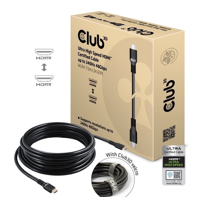 Club 3D 2.1 HDMI -näyttökaapeli, 7,5m, musta