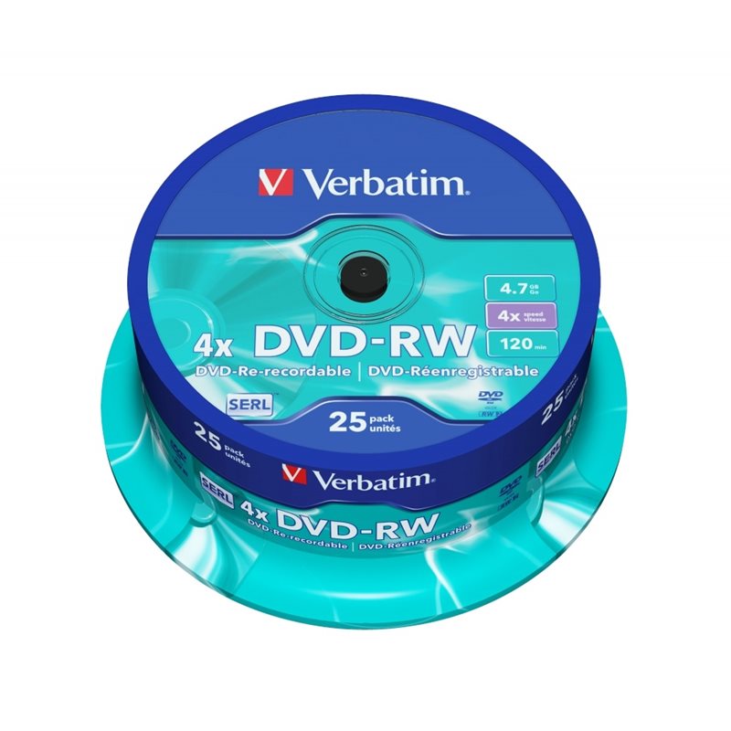 Verbatim DVD-RW 4,7GB/120min, 4x, spindle, 25kpl