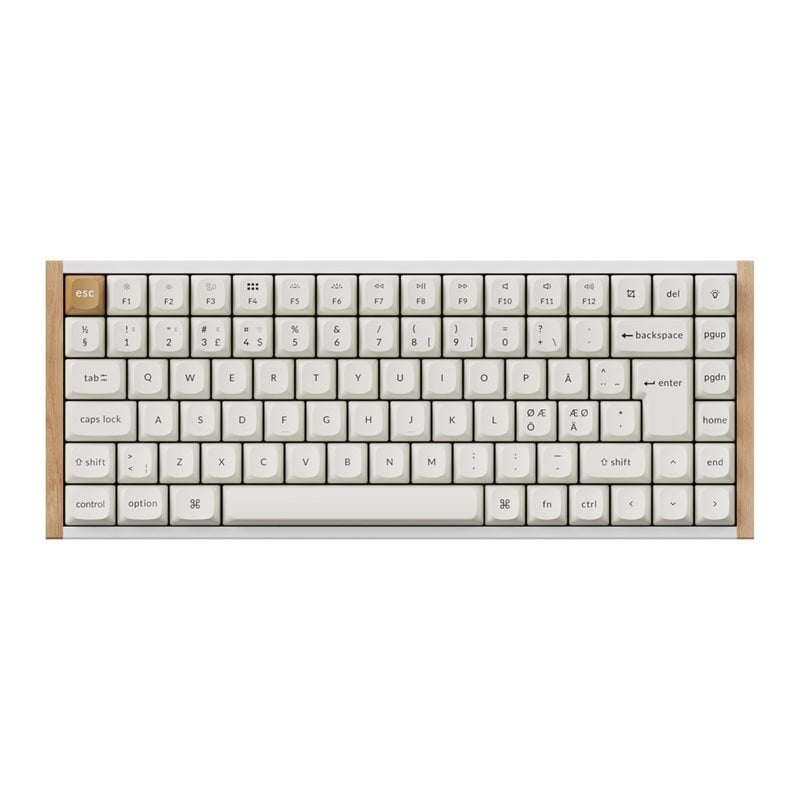 Keychron K2 HE, langaton näppäimistö 75%, Gateron 2.0 Purple Magnetic Switch, valkoinen / puu