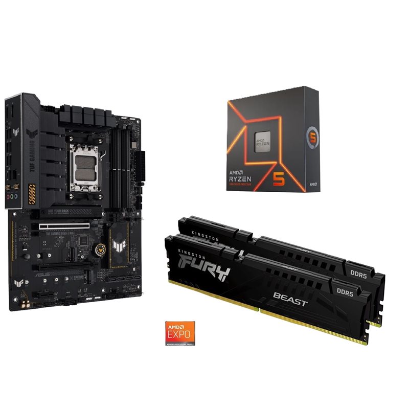 Asus TUF GAMING B650-E WIFI + Ryzen 7 7600X + 32GB DDR5 6000MHz -tuotepaketti