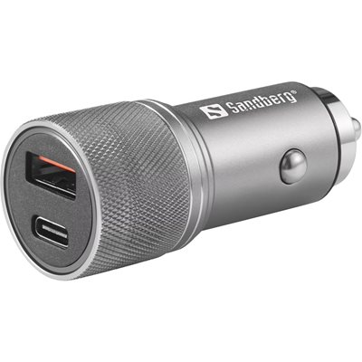 Sandberg 48W autolaturi, USB-A QC3.0 18W, USB-C PD 30W, hopea