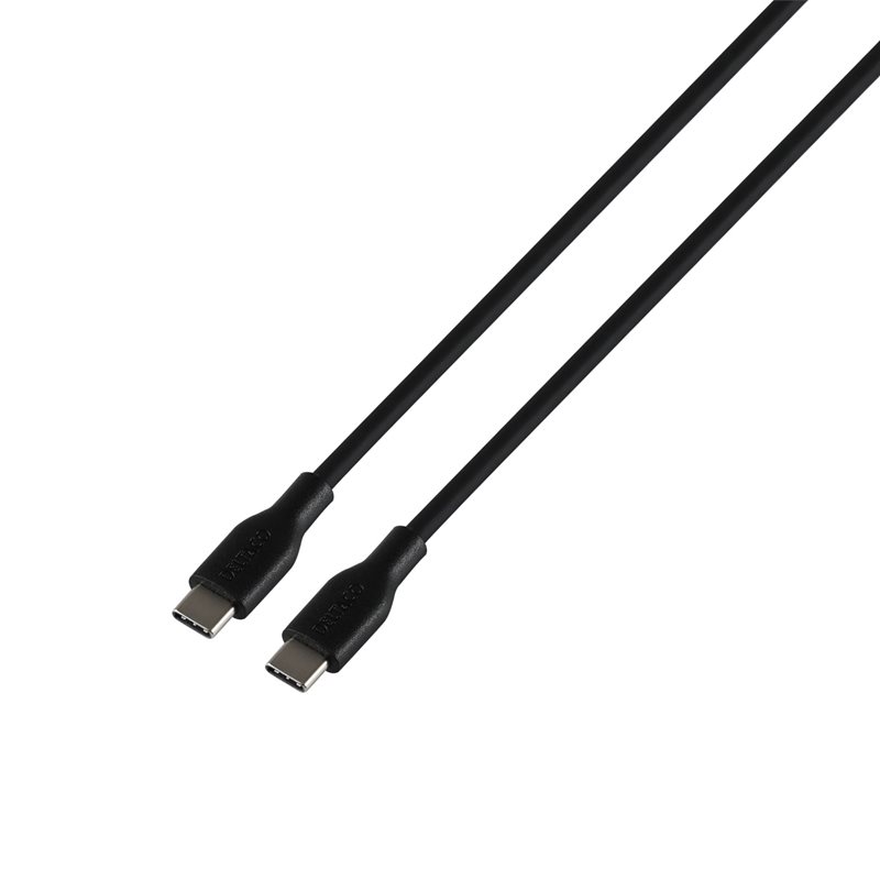 Deltaco 2.0 USB-C -kaapeli, SPR PD3.0 60W, 1,5m, musta