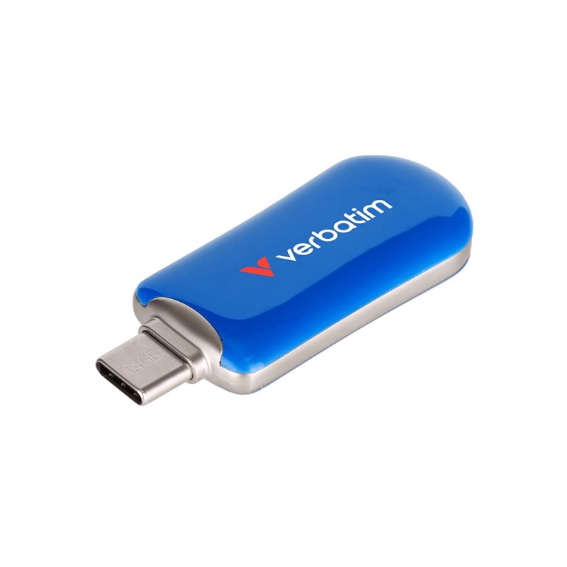 Verbatim 128GB Plectra, 3.2 Gen1 USB-C -muistitikku, 100/25 MB/s, sininen