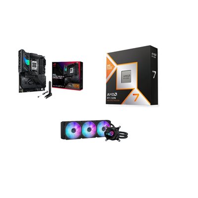 Asus ROG STRIX X870-F GAMING WIFI + Ryzen 7 9800X3D + ROG Strix LC III 360 ARGB LCD-tuotepaketti