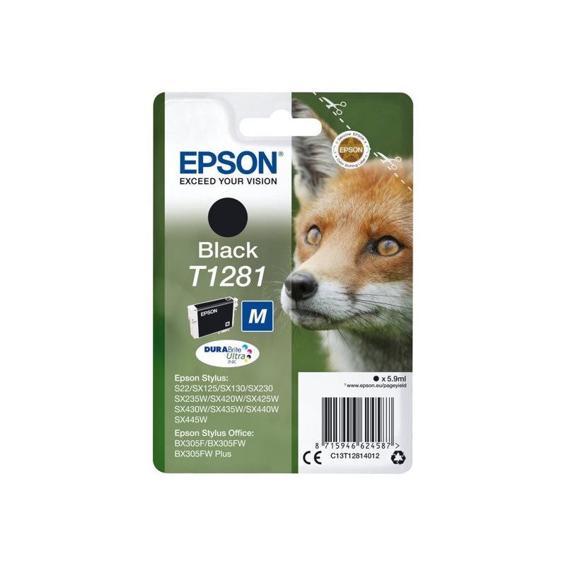 Epson T1281 DURABrite Ultra Fox -väriainekasetti, musta (SEC)