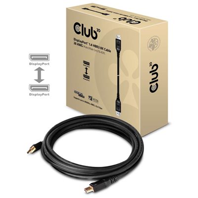 Club 3D DisplayPort 1.4 -näyttökaapeli, 8K60Hz/4K144Hz, HBR3, 5m, musta