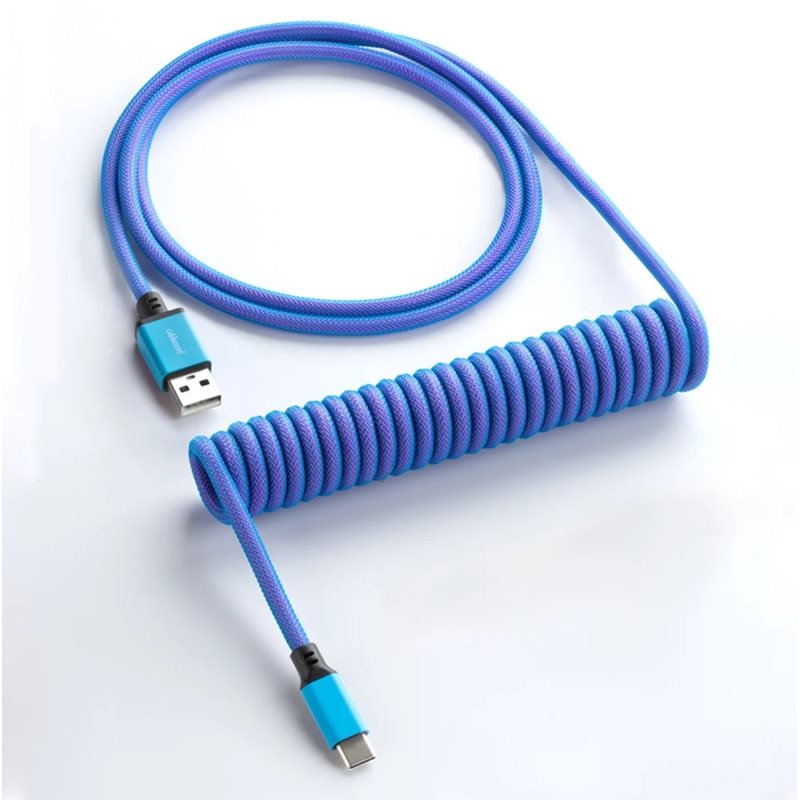 CableMod Classic Coiled Keyboard Cable, USB A -> USB Type C, 150cm, Galaxy Blue