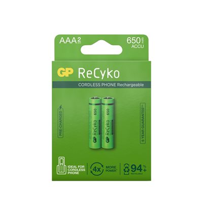 GP ReCyko NiMH 650mAh AAA, 2kpl/pakkaus
