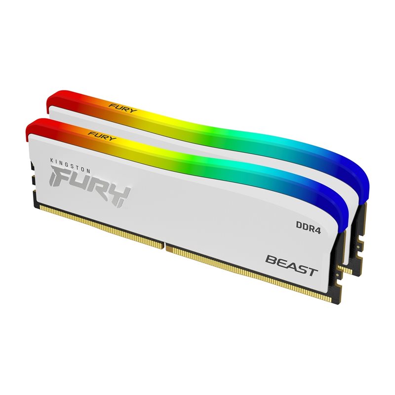 Kingston 16GB (2 x 8GB) FURY Beast DDR4 RGB Special Edition, DDR4 3200MHz, CL16, 1.35V, valkoinen