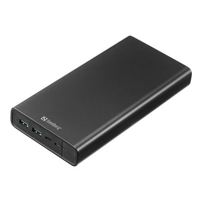 Sandberg 38 400mAh varavirtalähde, USB-C PD 100W + 2x USB-A, musta