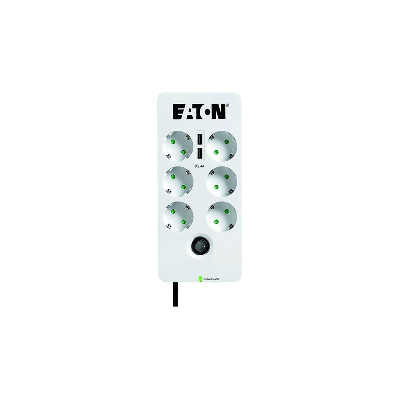 Eaton Ylijännitesuoja, 6-porttinen + 2x USB-A, Protection Box 6