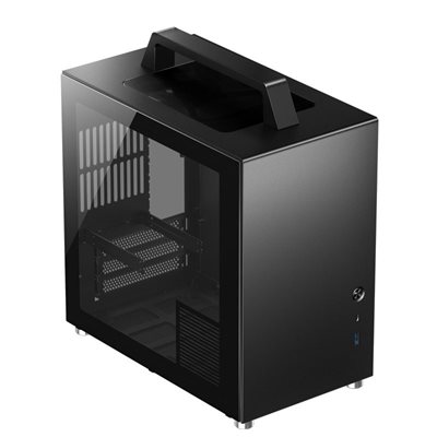 Jonsbo T8 PLUS Black, ikkunallinen Mini-ITX -kotelo, musta
