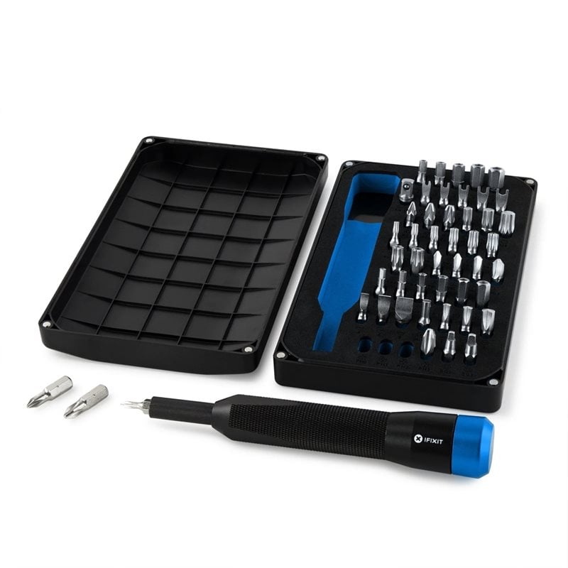 iFixit Mahi Driver Kit, 48-osainen ruuviväänninsarja + kotelo, musta/sininen