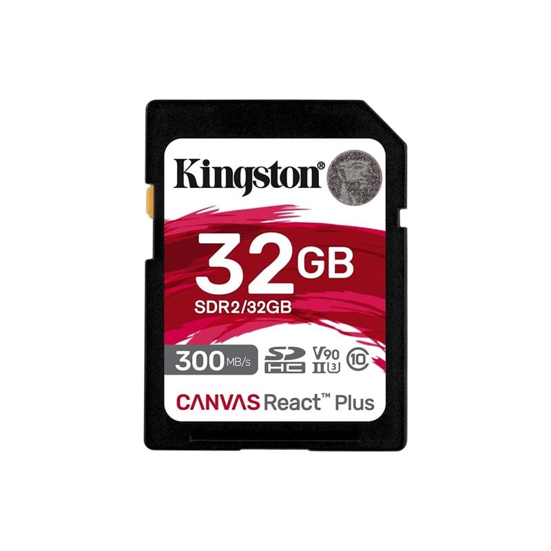 Kingston 32GB Canvas React Plus, SDHC -muistikortti, UHS-II V90 U3, 300/260 MB/s