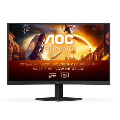AOC 27" C27G4ZXE, kaareva 280Hz Full HD -pelimonitori, musta