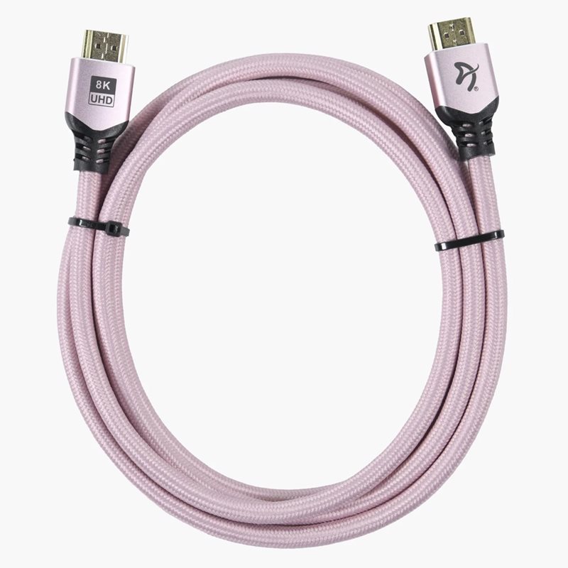 Arozzi HDMI 2.1 -näyttökaapeli, 2m, pinkki