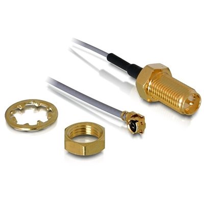 DeLock I-PEX uros kulma 90 - RP-SMA naaras suora -antennikaapeli,, 0,2m