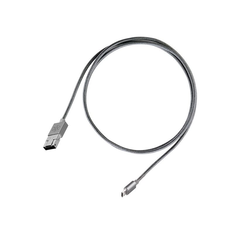 SilverStone 2 in 1, symmetrinen USB Micro-B - Micro-B / USB-A kaapeli, hiilenharmaa