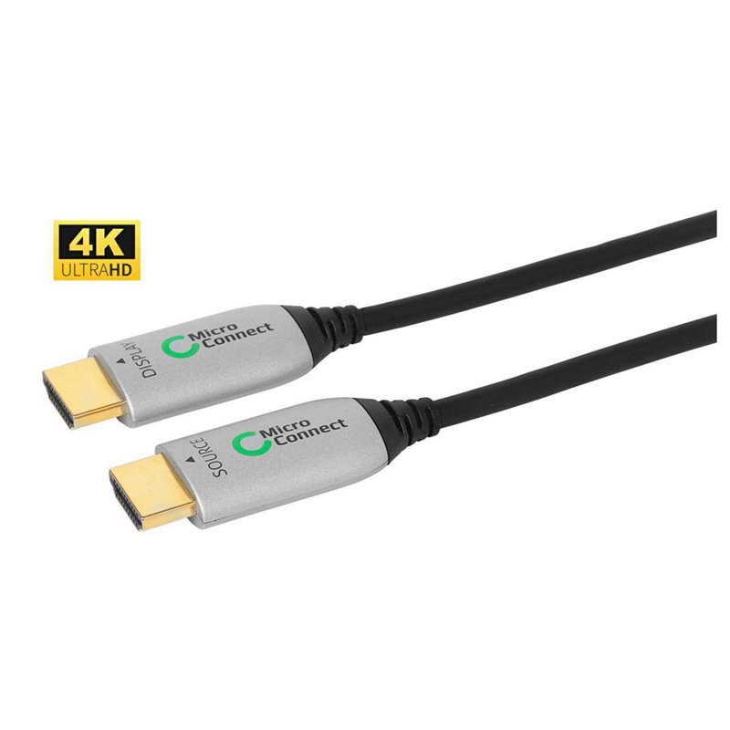 MicroConnect 2.0 HDMI -näyttökaapeli, optinen, 20m, musta