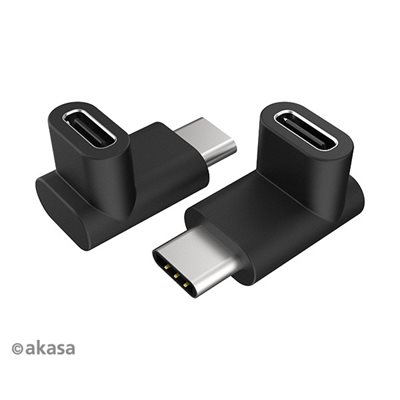 Akasa USB-C uros -> naaras -kulma-adapteri, 2-pack, musta