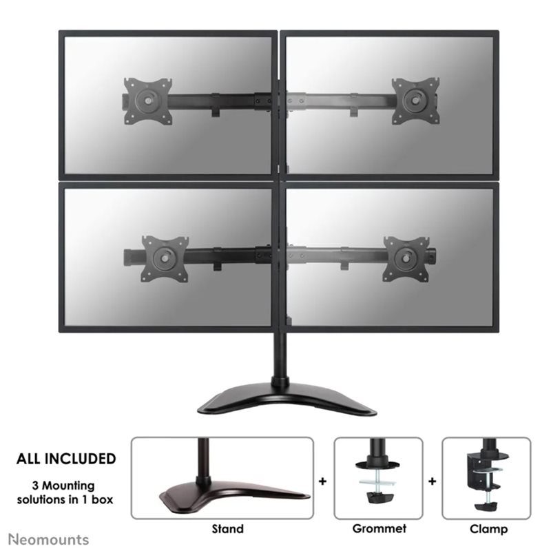 Neomounts by Newstar NM-D335D4BLACK Select monitor desk mount, pöytäjalusta neljälle monitorille, musta