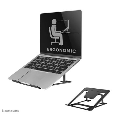 Neomounts 10-17" Foldable Laptop Stand, kokoontaittuva kannettavan tietokoneen teline, musta