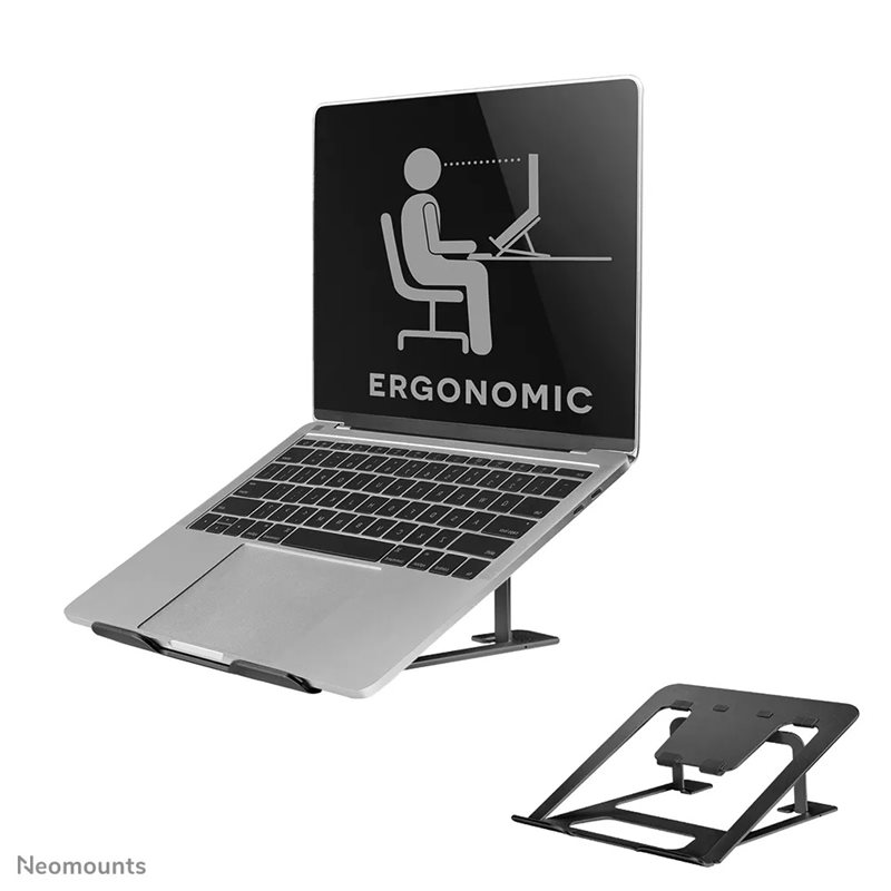 Neomounts 10-17" Foldable Laptop Stand, kokoontaittuva kannettavan tietokoneen teline, musta
