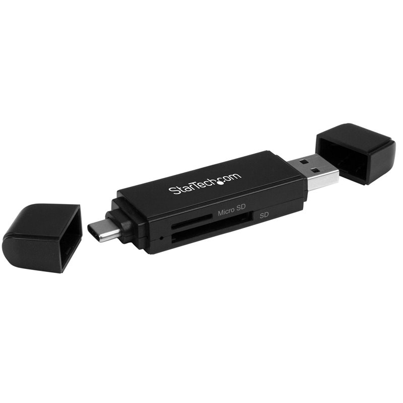 StarTech.com 3.2 Gen1 USB-C/A -microSD/SD-muistikortinlukija, musta