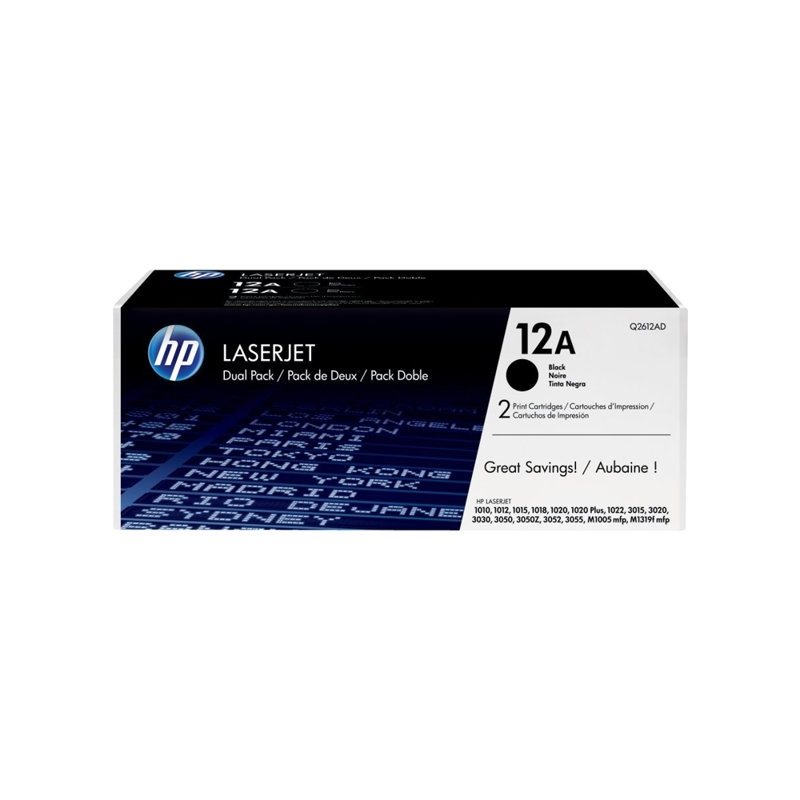 HP LaserJet Q2612AD -väriainekasetti, musta, Dual Pack