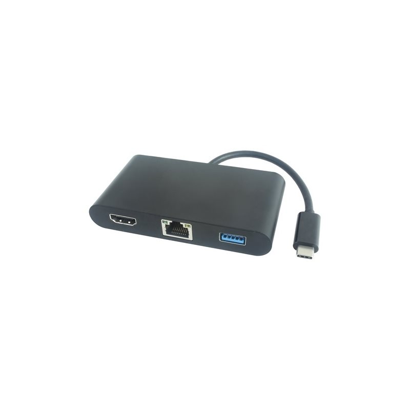 Deltaco USB-C-telakointiasema, USB 3.1 Gen 1, HDMI, PD 60W, RJ45, USB-A (Poistotuote! Norm. 64,90€)