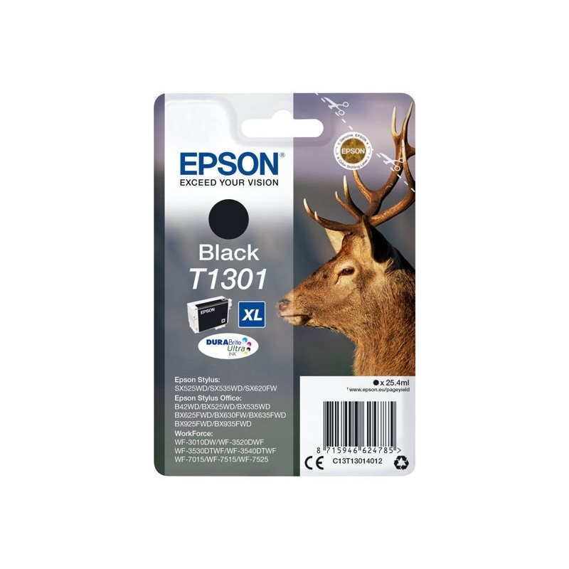 Epson T1301 DURABrite Ultra Stag XL -väriainekasetti, musta (SEC)