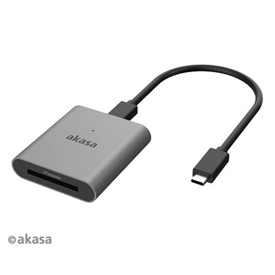 Akasa 3.2 USB-C CFexpress 2.0 Card Reader -muistikortinlukija, hopea