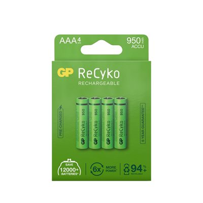 GP ReCyko NiMH 950mAh AAA, 4kpl/pakkaus