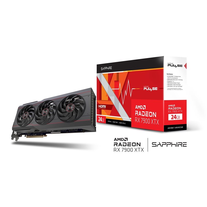 Sapphire Radeon RX 7900 XTX PULSE -näytönohjain, 24GB GDDR6 (Tarjous! Norm. 1129,90€)