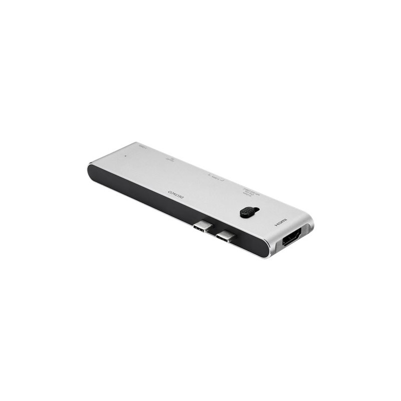 Deltaco USB-C Macbook Pro 7-in-1 -telakka, hopea - Kuva 2