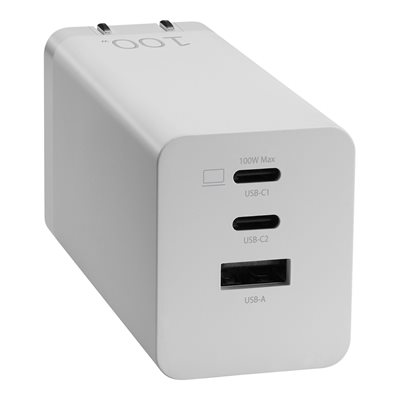 Asus 100W GaN-verkovirtalaturi, 2x USB-C + USB-A, valkoinen