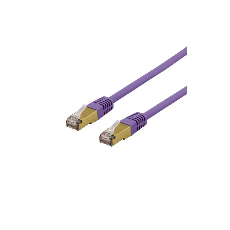 Deltaco S/FTP Cat6a suojattu laitekaapeli, 0,5m, violetti