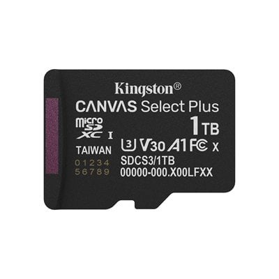 Kingston 1TB Canvas Select Plus, microSDXC -muistikortti, UHS-I V30 U3 / A1, 150 MB/s